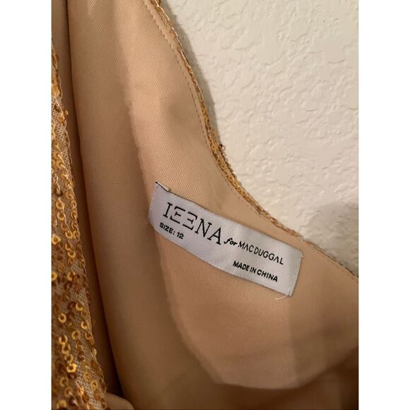 Mac Duggal 26977 One Sleeve Sequin Dress Gold NEW NWT - Picture 5 of 7